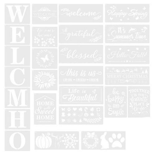 Pochoirs de bienvenue 26PCS, modèles de panneaux fermés ouverts de bienvenue pour le magasin de peinture Shop House Front Doo