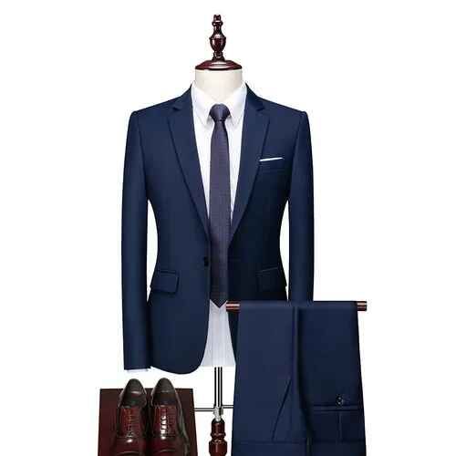 Costumes D'affaires Monochromes Décontractés Pour Hommes,Blazers À Deux Boutons Pour Hommes,Veste,Manteau,Fjpants,Nouvelle Mode,Printemps,Automne,2023