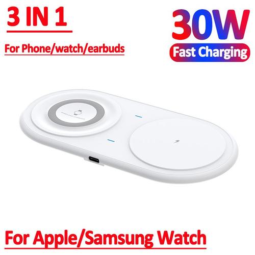 Chargeur Sans Fil Rapide 30w Pour Iphone 14 13 12 Pro Max Apple Watch 7 6 5 4 3 Samsung 5 4 Active Airpods Pro Buds