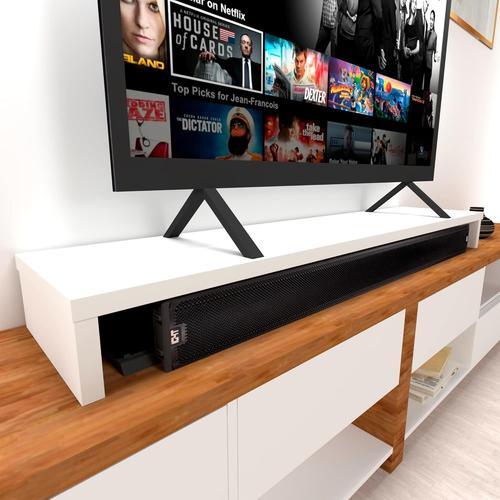 Rehausse TV en Bois FSCDouble 160 x 35 x 15 cm Blanc Mat. Supporte +100 kg.