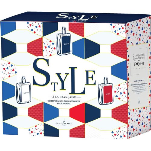 Christine Arbel Coffret Collection Eau De Toilette Style À La Française Original + Classique + Sport - Parfum Pour Homme - 3 X Vapo 30ml Fabriqué En France 