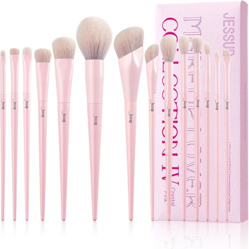 Pinceaux Maquillages Rose 14 Pcs Set Pinceau Maquillage Haut Gamme Vegan Fond De Teint Correcteur Blush Fard À Paupières Eyeliner Poudre Surligneur Estompeur Kit Pinceau Yeux Et Visage,T495 