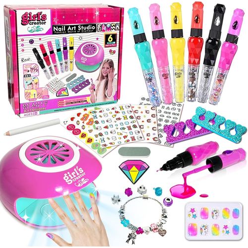 Kit Manucure Pour Enfant, Vernis Enfant Cadeau Fille 6 7 8 9 12 Ans, Ongle Enfant Jouet, Vernis Coffret Maquillage Enfant, Nail Art Jouet Cadeau Pour Anniversaire Noël La Fête