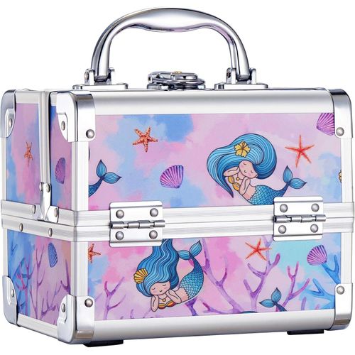 Mallette Maquillage avec Miroir Vanity Maquillage Coffret Rangement Maquillage Malette Cosmétique Valise Boîte à Maquillage Beauty Case de Voyage Fille, Sirène