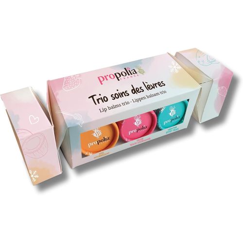 Bio - Coffret cadeau - Trio Soins des lèvres - 3 baumes lèvres au miel, cire d'abeille & Karité - Nature/Teinté/Effet frais - Fabriqués en France - 1 lot