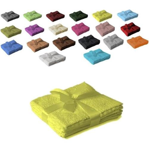 Lot De 4 Serviettes De Toilette Avec N?ud Jaune 30 X 30 Cm