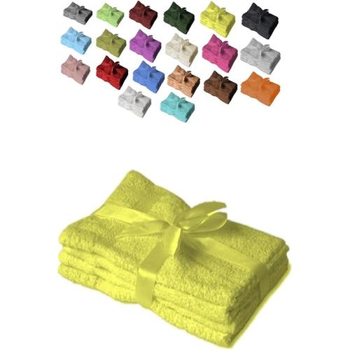 Lot De 4 Serviettes De Toilette Avec N?ud Jaune 50 X 100 Cm