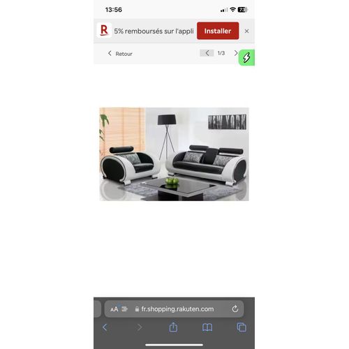 Canapé Similicuir Noir Et Blanc, Vendu Avec Son Fauteil