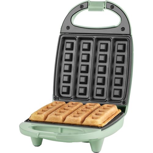 Gaufrier Compct Bâtonnets,Plaque Longue Antiadhésive 520 W,Cuit Jusqu'à 4 Gaufres,Préchauffage En 3 Min,Nettoyage Facile,Vert Pastel,Voyants D'alimentation/Température,Pt5419ngrvde