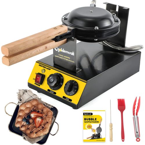 Machine À Gaufres À Bubble Waffle-1400W Avec Revêtement Antiadhésif Pour Café/Boutique De Desserts/Restaurant-Réglage Automatique De La Température Avec Recettes