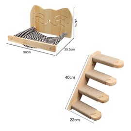 Étagères Murales En Bois Pour Chat,Arbre À Chat,Poteaux D'escalade,Échelles Avec Hamac,Maison Pour Chat,Pont Pour Chatons,Perchoir Pour Dormir - Type 2pcs Hammock Set C