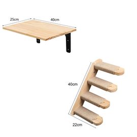 Étagères Murales En Bois Pour Chat,Arbre À Chat,Poteaux D'escalade,Échelles Avec Hamac,Maison Pour Chat,Pont Pour Chatons,Perchoir Pour Dormir - Type 2pcs Hammock Set A