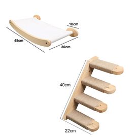 Étagères Murales En Bois Pour Chat,Arbre À Chat,Poteaux D'escalade,Échelles Avec Hamac,Maison Pour Chat,Pont Pour Chatons,Perchoir Pour Dormir - Type 2pcs Hammock Set E