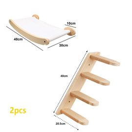 Arbre À Chat Mural En Bois,Cadre D'escalade,Maison,Pont,Poteau À Gratter Et Échelle,Aire De Jeux Murale Pour Chaton - Type 2pcs Hammock Set A