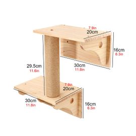 Arbre À Chat Mural En Bois,Cadre D'escalade,Maison,Pont,Poteau À Gratter Et Échelle,Aire De Jeux Murale Pour Chaton - Type 1pc Double Platform