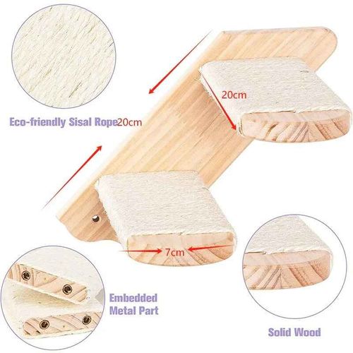 Étagère D'escalade Murale Réversible Pour Chat,Quatre Escaliers,Corde En Sisal Écologique,Meubles Pour Animaux De Compagnie,Marches Murales D'arbre À Chat - Type Two Steps #B