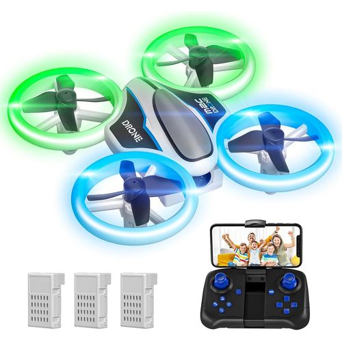 Mini Drone Avec Caméra 720p Hd,Drone Avec Lumières Led Pour Enfant,Quadricoptère Hélicoptère Rc Avec 3 Batteries 21 Mins Jouet Cadeau Pour Garçons Et Filles-Sanag
