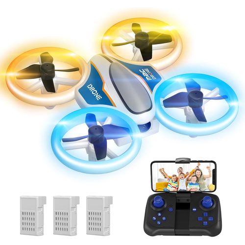 Mini Drone Avec Caméra 720p Hd,Drone Avec Lumières Led Pour Enfant,Quadricoptère Hélicoptère Rc Avec 3 Batteries 21 Mins Jouet Cadeau Pour Garçons Et Filles,Orange-Sanag