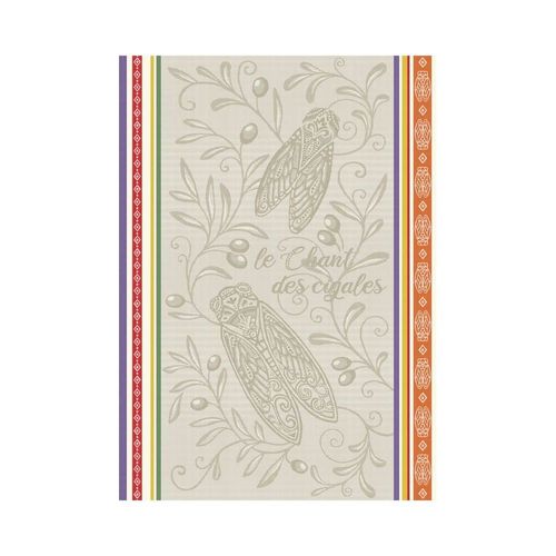 Torchon Coton Jacquard Cigale 50x70 Cm Torcigale