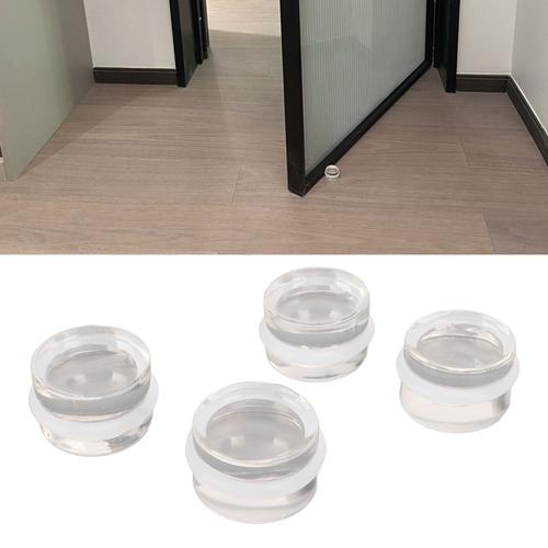 Lot De 4 Butées De Porte En Plastique Acrylique Transparent De Forme Ronde Sans Perçage Pour Salon, Salle De Bain