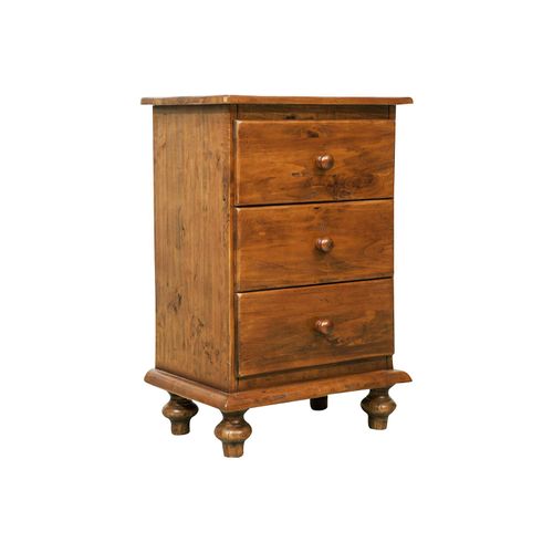Chevet Style Rural En Bois Massif De Tilleul, Finition Noyer L50xpr35xh75 Cm