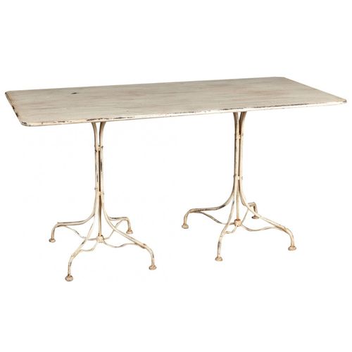 Table En Finition Blanc E Antique En Fer Forgé