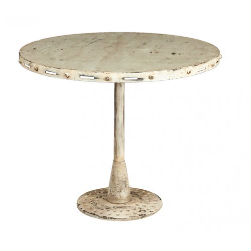 Table Pliante En Finition Blanc Antique En Fer Forgé