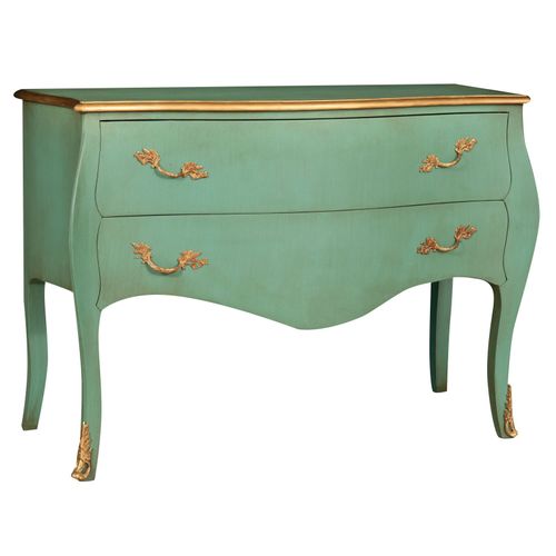 Table Console En Bois Avec Finition Sarcelle Antique