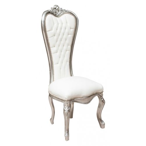 Fauteuil Louis Xvi De Style Français, En Hêtre Massif, Sculpté Et Fini À La Main Avec Patine En Feuille D'argent