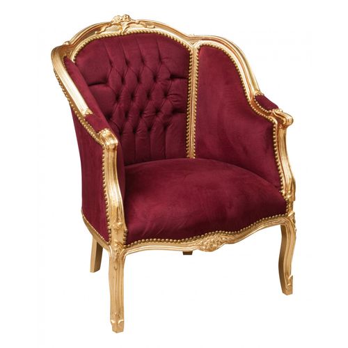 Fauteuil Louis Xvi De Style Français, En Hêtre Massif, Sculpté Fini À La Main Avec Patine En Feuille D'or