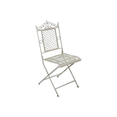 Chaise Pliante De Salle À Manger De Jardin D'extérieur En Fer Forgé Blanc Antique 41x49x96 Cm