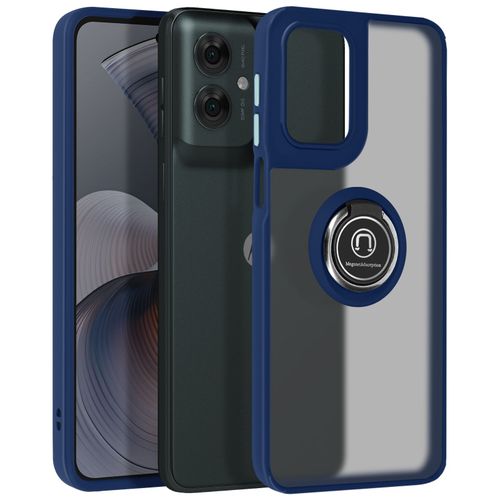 Coque Pour Motorola Moto G55 Bague Métallique Support Vidéo Bleu Nuit