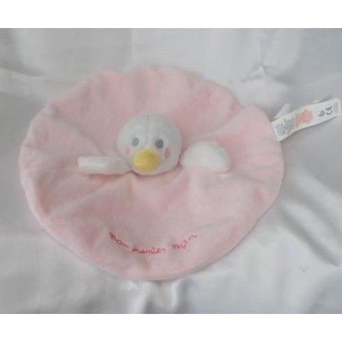 Doudou Plat Canard Rond Rose Blanc Mon Premier Major Sergent Major