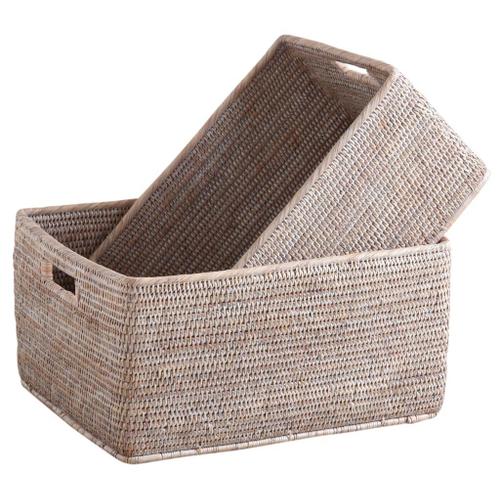 Corbeilles de rangement en rotin (Lot de 2)