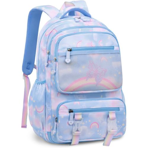 Cartable Fille Sac à Dos pour Enfant Primaire Kawaii Léger et Imperméable Sac Ecole Fille Sac à Dos Voyage pour Les Enfants de 6 à 10 ans,Bleu