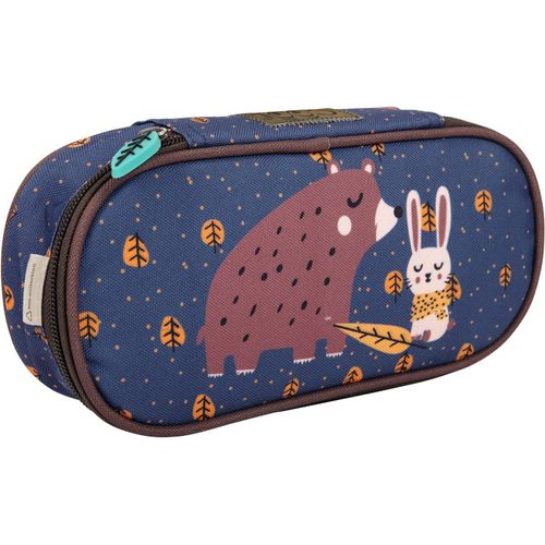 Trousse Scolaire Enfant Fille Imprimé Ours Et Lapin-Etui À Crayon Bleu Fermeture À Glissière Unique Garcon-Trousse École Maternelle Primaire Pratique Résistant-5x22x10 Cm (Ours)