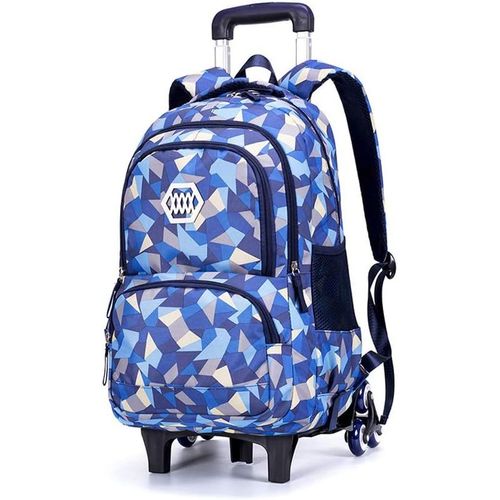 Garçons Filles Sac à Dos de Chariot avec 6 roulettes,Enfant Sac d'école Roulant École Primaire Livre Bagage Etudiant Imperméable pour Voyage Étude