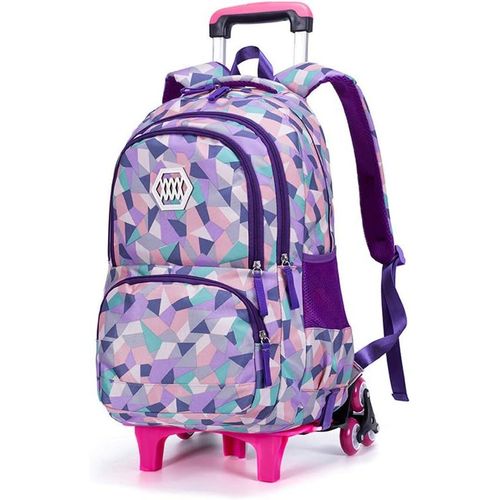 Garçons Filles Sac à Dos de Chariot avec 6 roulettes,Enfant Sac d'école Roulant École Primaire Livre Bagage Etudiant Imperméable pour Voyage Étude