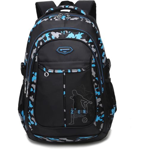 Sac à Dos Enfant,Cartable Garcon Primaire Sac D'école Adolescents Camouflage Sac a Dos Ecole en Nylon Imperméable pour Loisirs Voyage (Bleu)