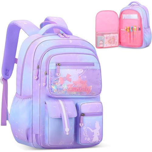 Sac A Dos pour Fille Cartable Primaire Maternelle Kawaii Sac D'école pour Enfants 6 8 à 10 ans,Sac Ecole Fille Léger et Imperméable,28 * 17 * 41 cm