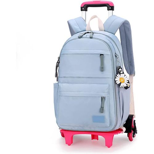 Cartable a Roulette Primaire Sac Scolaires Fille Garcon Imperméable Amovible Sac à Dos à Roulettes avec 6 Roues