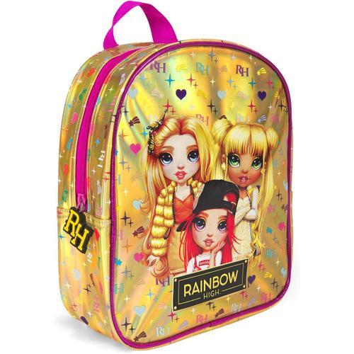 Sac a Dos Or Pailleté Léger pour Fille-Sac de Voyage Enfant Rubby Poppy Sunny Ecole Maternelle-Sac à Dos Petit Cartable Résistant Coloré Bretelles Reglables-28x24x10 cm