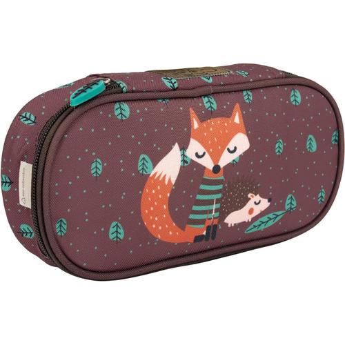 Trousse Scolaire Enfant Fille Imprimé Renard Hérisson-Etui À Crayon Marron Fermeture À Glissière Unique Garcon-Trousse École Maternelle Primaire Pratique Résistant-5x22x10 Cm (Renard)