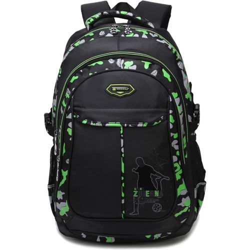 Sac à Dos Enfant,Cartable Garcon Primaire Sac D'école Adolescents Camouflage Sac a Dos Ecole en Nylon Imperméable pour Loisirs Voyage (Vert)