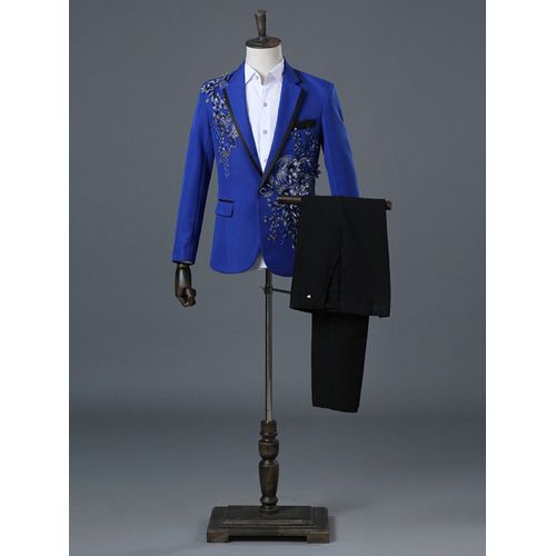 Costume Deux Pièces Élégant Pour Homme,Appliqué,Trempé Pour Banquet De Mariage,Hôte,Brev,Bal De Noël,Blazer De Style Chinois