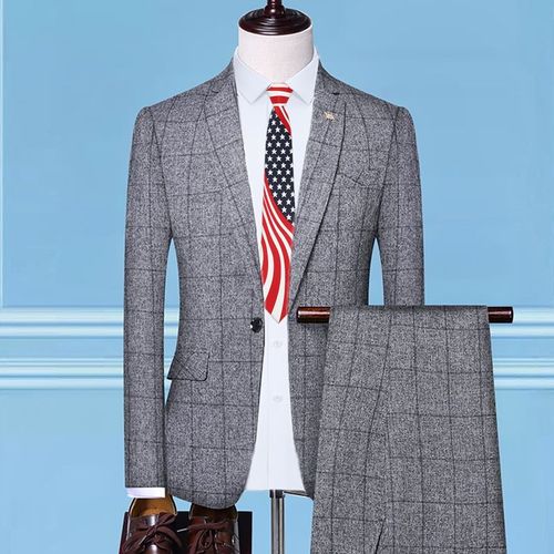 Blazer Et Pantalon En Glaçure À Carreaux De Style Britannique Pour Hommes,Veste Imbibée,Manteau D'affaires Mince Haut De Gamme,Banquet De Mariage,Mode Masculine,Ensemble De 3 Pièces