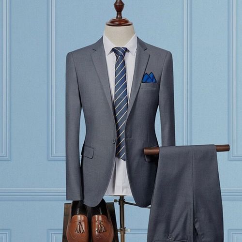 Ensemble 3 Pièces Pour Homme,Tenue Décontractée,Couleur Unie,Coupe Cintrée,Blazer Et Pantalon,Vêtement De Mariage