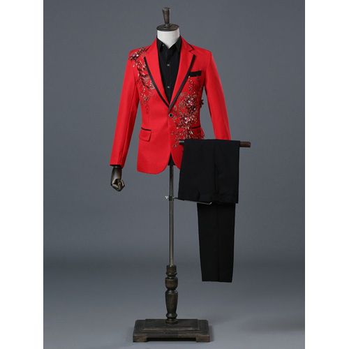 Costume Deux Pièces Élégant Pour Homme,Appliqué,Trempé Pour Banquet De Mariage,Hôte,Brev,Bal De Noël,Blazer De Style Chinois