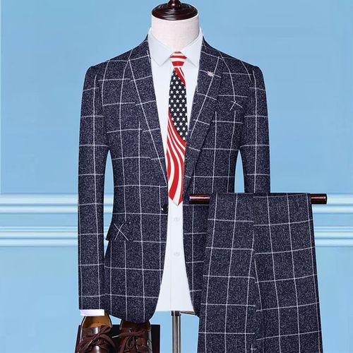 Blazer Et Pantalon En Glaçure À Carreaux De Style Britannique Pour Hommes,Veste Imbibée,Manteau D'affaires Mince Haut De Gamme,Banquet De Mariage,Mode Masculine,Ensemble De 3 Pièces