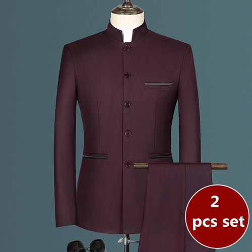 Ensemble 3 Pièces De Style Chinois Décontracté Pour Hommes,Blazers Coupe Couvertes,Veste Et Pantalon,Col Montant,Boutique De Mode,Manteau Blanc,Glaçage,2023